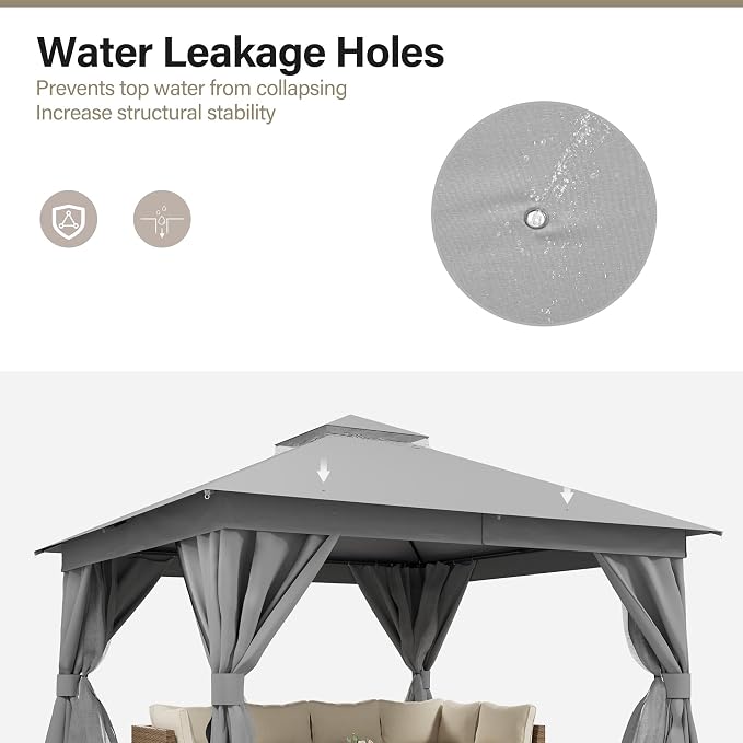 10'x10' Outdoor Gazebo, Heavy Duty Metal Frame Patio Canopy - Image 9