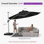 PURPLE LEAF Cantilever Umbrella 13ft Solar LED Light Double Top, Stays bright - Image 8