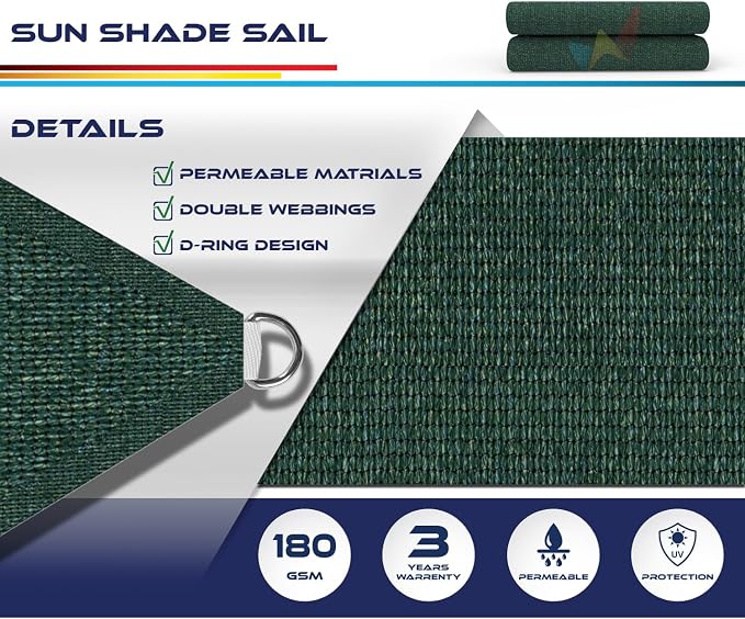 Windscreen4less 15' x 15' x 15' Sun Shade Sail Triangle Outdoor Canopy Cover UV - Image 3
