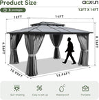 Aoxun 12'x14' Hardtop Gazebo - Image 4