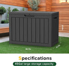 45 Gal Waterproof Outdoor Storage Box UV Resistant Deck Box | Resin storage bin - Image 2