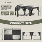 Airwire 12'x20' Louvered Pergola Aluminum Frame Gray | Outdoor Pergola - Image 2