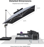 PURPLE LEAF Cantilever Umbrella 10' X 13' Double Top Solar LED Light, Stays - Image 9