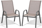 Patio Chairs Set of 2, All Weather Outdoor Dining Chairs | Stackable Dining by Dovov