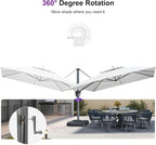 PURPLE LEAF Sunbrella Patio Cantilever Umbrella 12' X 12' Canvas Natural | - Image 8