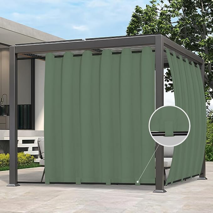 Easy-Going Outdoor Curtains for Patio 1 Panel, 110x120 inch, Sage Green | by Easy-Going