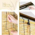 Bamboo Roll Up Shades 2 Pack, Reed Roller Blinds 47" W x 71" H, Natural Light - Image 7
