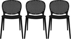 2xhome Set of 3 Patio Dining Chairs | Modern Stackable Outdoor Pool Side Chair by 2xhome