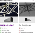 PURPLE LEAF Patio Umbrella 11'X11' Double Top Solar LED Light, Support to - Image 7