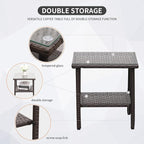 Outdoor PE Wicker Rocking Chair 3-Piece Patio Rattan Bistro Set 2 Rocker - Image 5