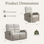 Oversized 3 Pieces Wicker Outdoor Recliner Loveseat - Image 2