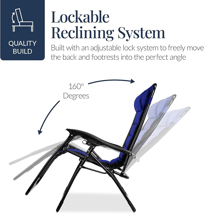 Best Choice Products Oversized Padded Zero Gravity Chair, Folding Outdoor Patio - Image 9