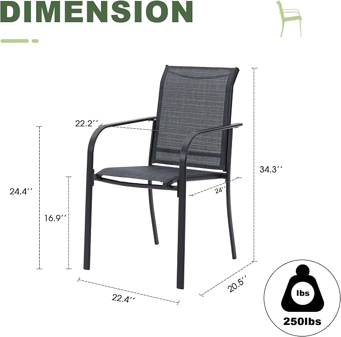 Outdoor Chairs Set of 8, Stackable Patio Dining Chairs - Image 3