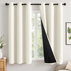 MIULEE Beige White 100% Blackout Curtains by MIULEE