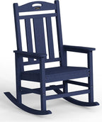 Oversized Outdoor Rocking Chair, HDPE Patio Rockers, Deep Navy Blue | High Back by CIOKEA