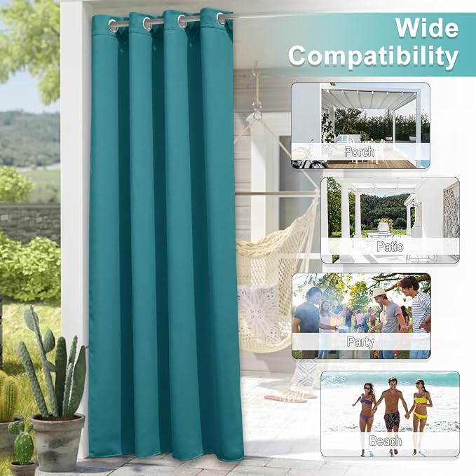NICETOWN 2 Panels Peacock Teal Outdoor Curtains - Image 6