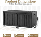 ROJIK 150 Gallon Outdoor Storage Box Waterproof, Weatherproof Deck Boxes - Image 3