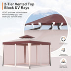 10’x10’ Patio Gazebo Canopy Tent w/Removable Netting, Ventilated Double-tier Top - Image 4