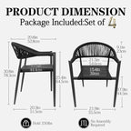 TWT Patio Dining Chairs Outdoor Stackable - Image 2