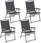 GIANTEX Set of 4 Patio Folding Chairs, Outdoor Patio Dining Chairs w/Armrest by Giantex