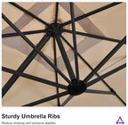 PURPLE LEAF Patio Telescopic Umbrella 11.5' x 11.5' Up Down Lifting Beige | - Image 9