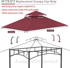5x8Ft Grill Gazebo Replacement Top, Burgundy Canopy Top Cover Only | - Image 3
