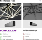 PURPLE LEAF Cantilever Umbrella 12'X12' Double Top Solar LED Light, Stays bright - Image 5
