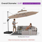 PURPLE LEAF Cantilever Umbrella 13ft Solar LED Light Double Top, Support to - Image 8