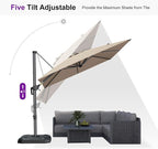 PURPLE LEAF Outdoor Umbrella 8' x 8' Square Premium Sun Protection Tapue | - Image 8