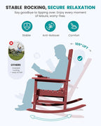 SERWALL Outdoor Rocking Chair Set of 2, Oversized Patio Rocking Chair, Porch - Image 5