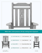 SERWALL Oversized Outdoor Rocking Chairs Set of 4, Patio Rocker, Space Gray | - Image 5