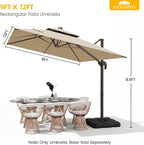 9x12 FT Patio Cantilever Umbrella, Rectangular Heavy Duty Offset Umbrella - Image 6