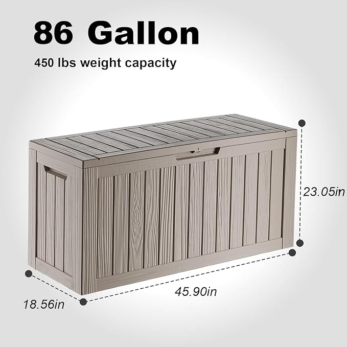 86 Gallon Deck Box, Lockable Waterproof Outdoor Storage Boxes - Image 5