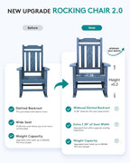 SERWALL Oversized Outdoor Rocking Chair, Patio Rocking Chair, Unique Blue | - Image 3
