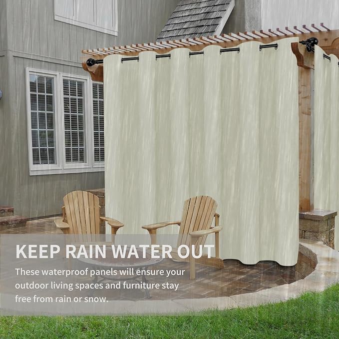 Easy-Going 100% Waterproof Outdoor Curtains 110x84 inch, Gazebo and Pergola 1 - Image 4