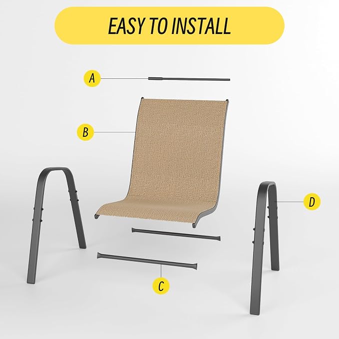 Patio Chairs Set of 4, Stackable Outdoor Dining Chairs Set - Image 9
