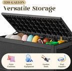 330 Gallon Outdoor Storage Box, Resin Large Deck Box Outdoor Waterproof Storage - Image 3