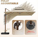 10x13FT Cantilever Outdoor Patio Umbrellas, Double Top Wood Pattern Rectangle - Image 6