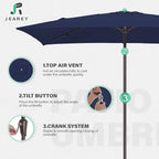 JEAREY 6.5x10 ft Rectangular Patio Umbrellas Rectangle Outdoor Umbrella - Image 7