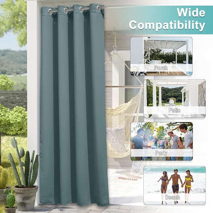 NICETOWN Greyish Blue Outdoor Curtains - Image 7