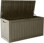 97 Gallon Waterproof Large Resin Deck Box, Lockable Large Outdoor Storage Box by KAMABOKO