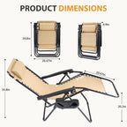 NEWBULIG Zero Gravity Chairs Set of 2, Folding Lounge Recliner Chair | Portable - Image 3