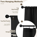 Outdoor Curtains for Patio Waterproof Rod Pocket 6 Pcs 54x108 Inch Black | - Image 3