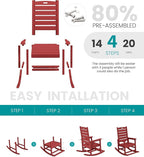 SERWALL Outdoor Rocking Chair Set of 4, Oversized HDPE Rocker, All Weather - Image 5