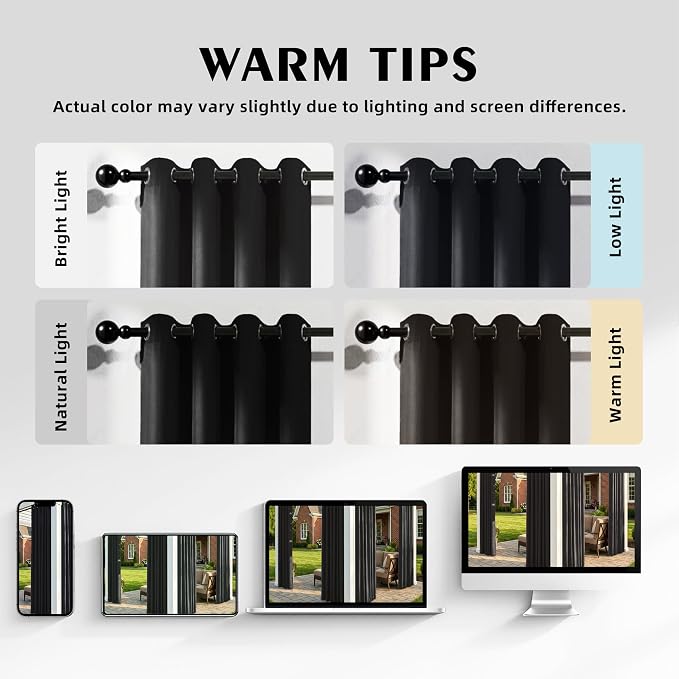 Set of 4 Outdoor Curtains for Patio Waterproof, Breathable Grommet Panels for - Image 5