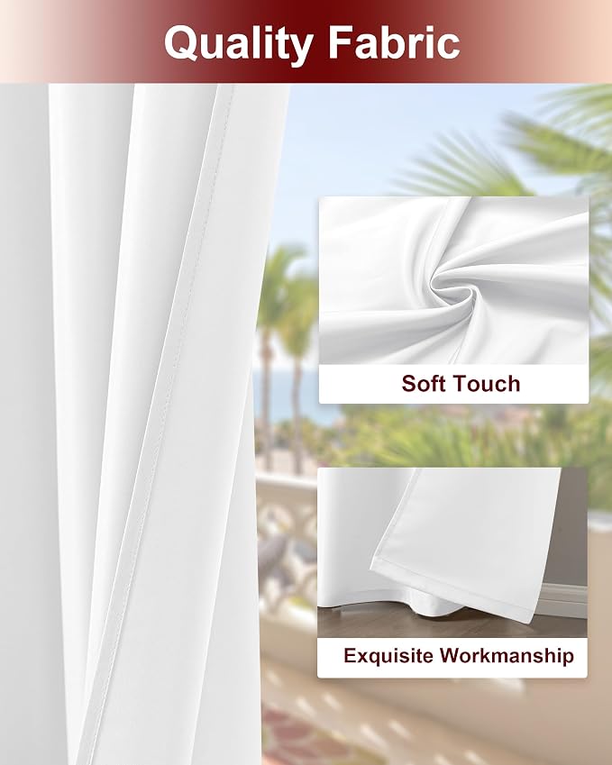 White Grommet Outdoor Curtains for Patio Waterproof 8 Pcs 54x120 In | - Image 4