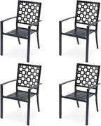 Patio Dining Chairs Set of 4, Stackable Metal High Back Chairs Set by Aoodor