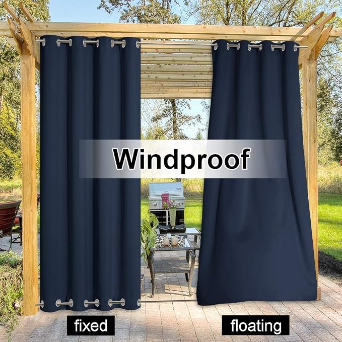 NICETOWN Outdoor Curtain for Patio Waterproof Extra Long 120", Windproof - Image 4
