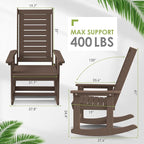 GREENVINES Outdoor Rocking Chairs Set of 2, HDPE Rocker, Dark Brown | Wood - Image 3