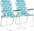 VINGLI Patio Lawn Webbed Folding Chairs Set of 4, Outdoor Beach Chair Portable by VINGLI